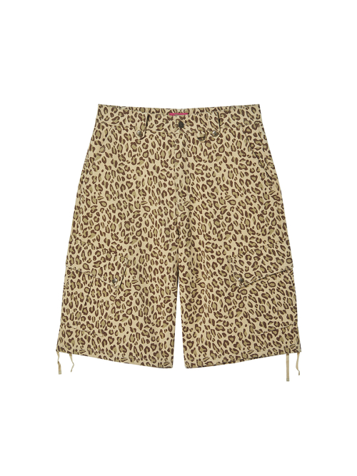 PATTERN CARGO HALF PANTS LEOPARD