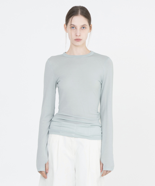 W Seethrough Long Sleeve, Blue Grey