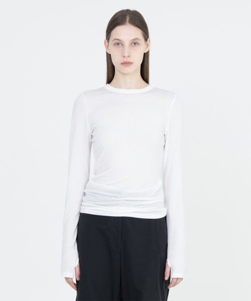 W Seethrough Long Sleeve, White