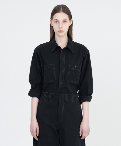 W Washed Work Shirt, Black