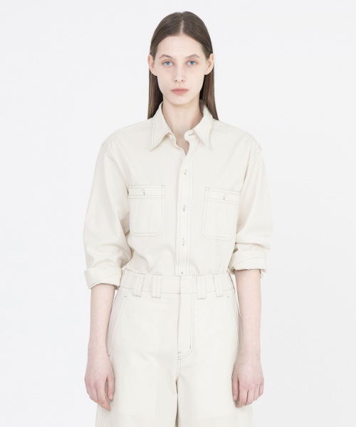 W Washed Work Shirt, Ecru