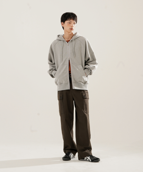 Luna Raglan Balloon Hood Zip Up Gray KJHD2613