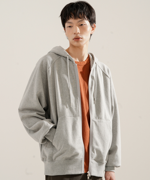 Luna Raglan Balloon Hood Zip Up Gray KJHD2613