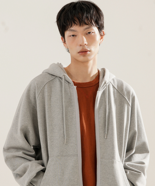 Luna Raglan Balloon Hood Zip Up Gray KJHD2613
