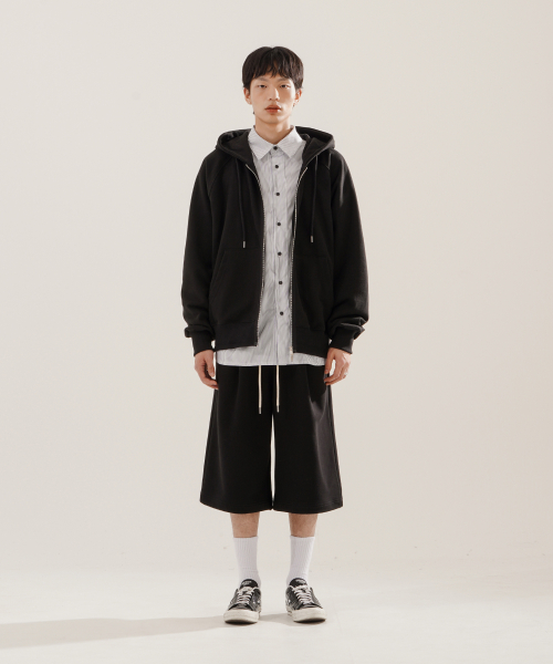 Luna Raglan Balloon Hood Zip Up Black KJHD2613
