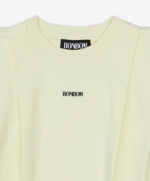 풀 숄더 반소매 티셔츠 - 라이트옐로우 / BPT25TSHIRT81