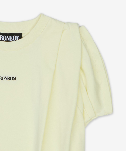 풀 숄더 반소매 티셔츠 - 라이트옐로우 / BPT25TSHIRT81