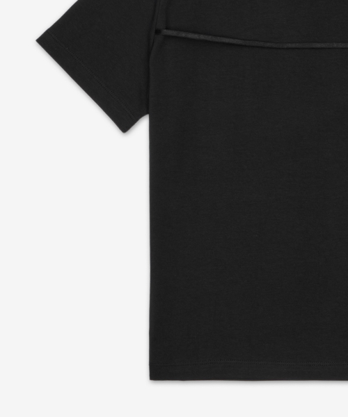 란제리 스트랩 타이트 반소매 티셔츠 - 블랙 / BPT25TSHIRT171
