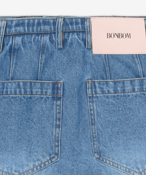 사이드 핀 턱 미니 스커트 - 블루 / BPT25SKIRT6