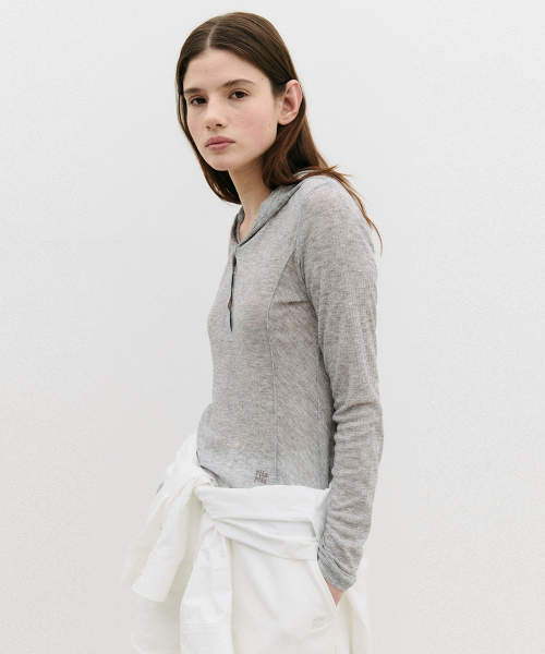 NUBASIC SLIM FIT HOOD T-SHIRT GRAY
