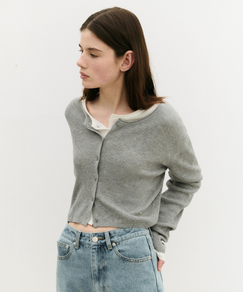BASIC LINEN CARDIGAN GRAY