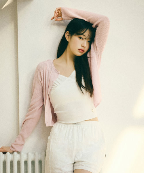 BASIC LINEN CARDIGAN PINK