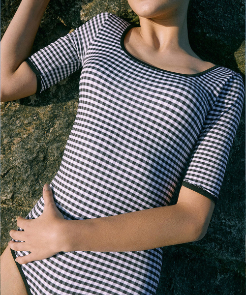 Gingham Check Square Neck SwimSuit-2color