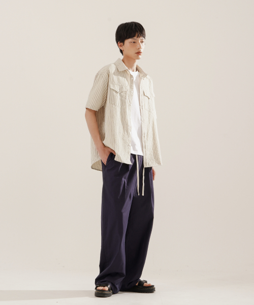 Brooklyn Western Stripe Short Shirts Lightbeige KJSS2615