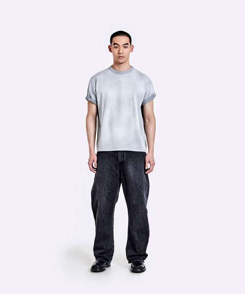 Thong denim pants - Washed black
