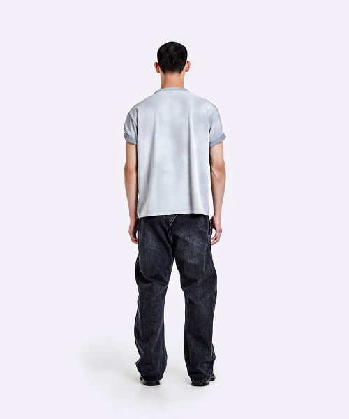 Thong denim pants - Washed black