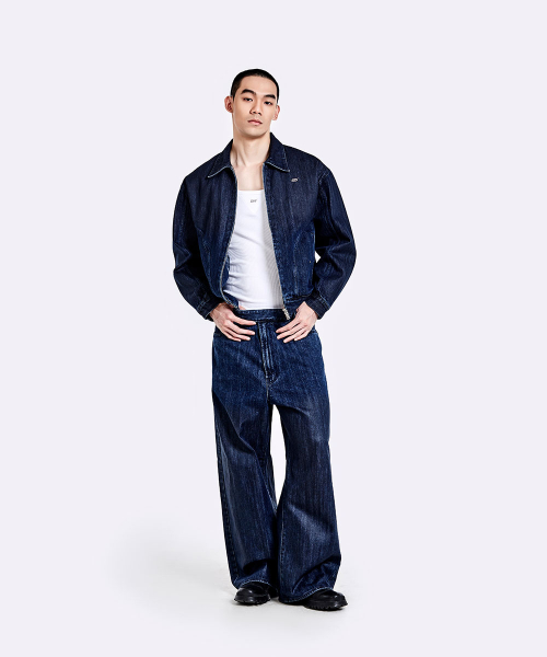 Coated gradation denim jacket - Deep Blue