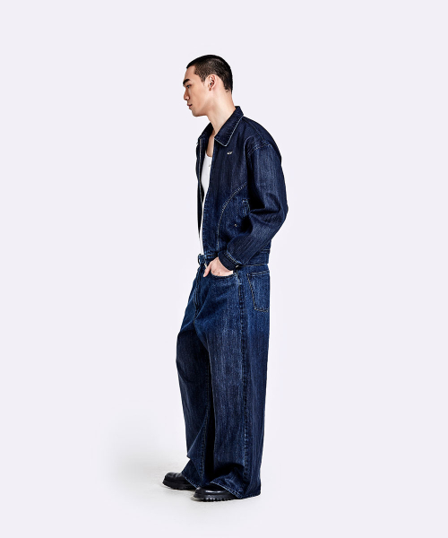 Coated gradation denim jacket - Deep Blue