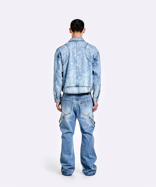 Leopard denim jacket - Light blue