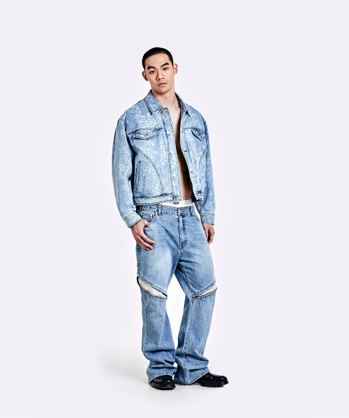 Leopard denim jacket - Light blue