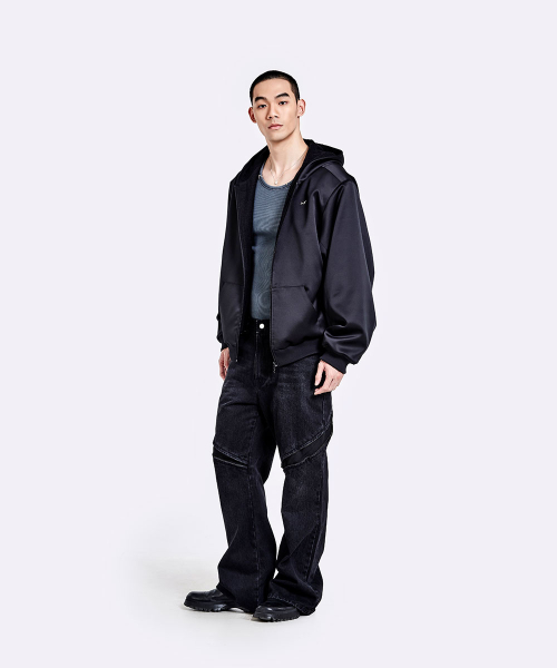 Oversized Hoodie zip-up - Secret black