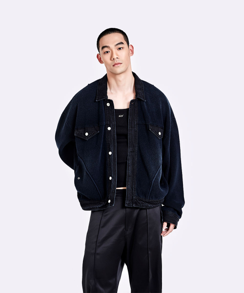Denim knit Jacket - Black