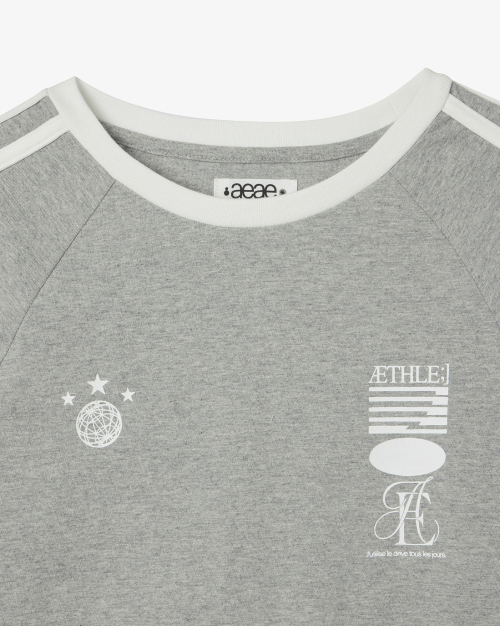 ATHLETE STRIPE HALF T-SHIRTS [MELANGE GREY]