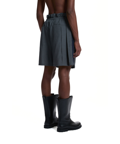 Drawstring Pleated Shorts_Grey