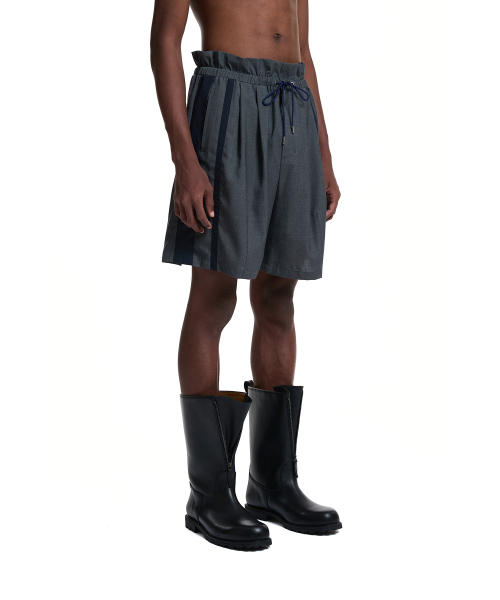 Drawstring Pleated Shorts_Grey