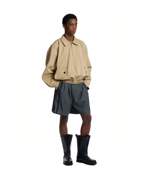 Drawstring Pleated Shorts_Grey