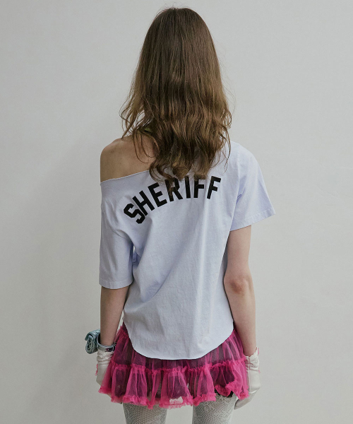 Sheriff Cut Out Tee Misty Blue