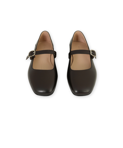 W Leather Mary Jane Shoes, Dark Brown