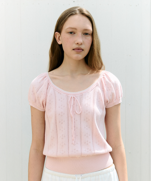 SKASHI RIBBON POINTED HALF KNIT PINK