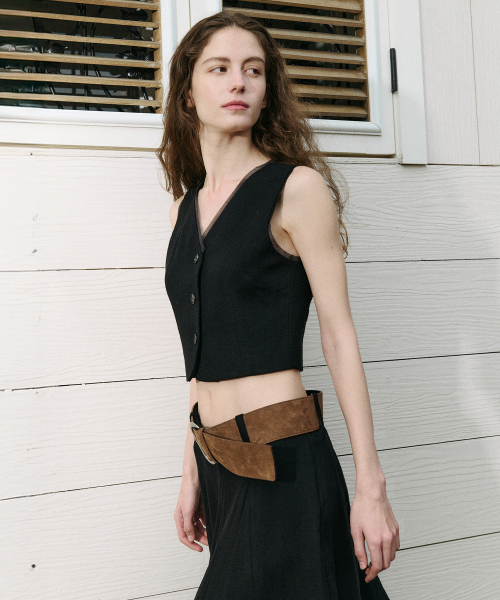ORGANZA FRILL VEST BLACK