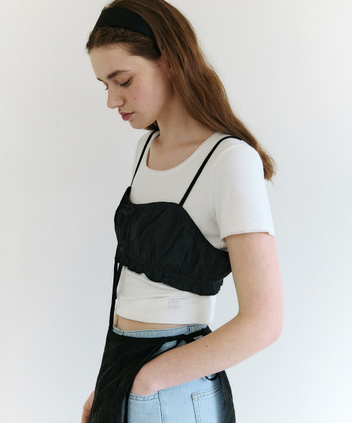 COTTON BUSTIER TOP BLACK