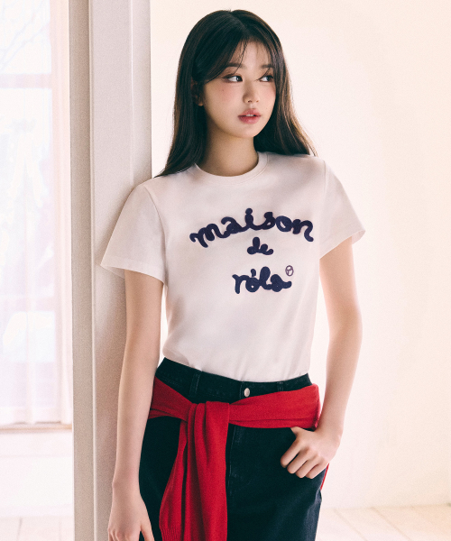 MAISON DE ROLA EMBROIDERY T-SHIRT WH+NV