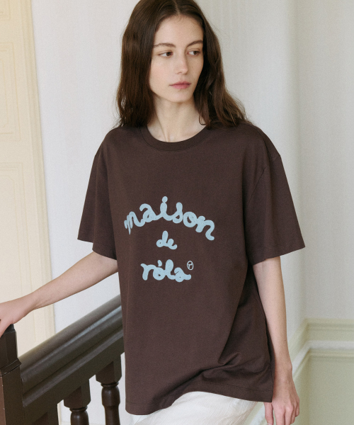 MAISON DE ROLA EMBROIDERY LOOSE FIT T-SHIRT BROWN