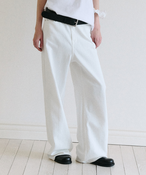 SUMMER WIDE DENIM PANTS WHITE