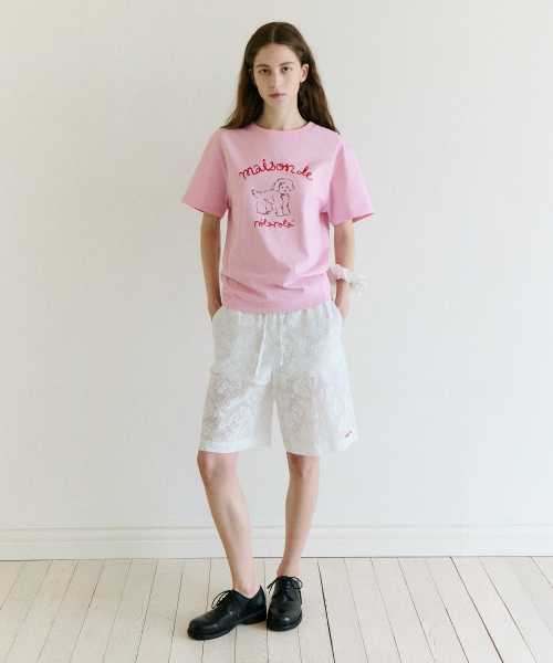 LACE BERMUDA PANTS WHITE