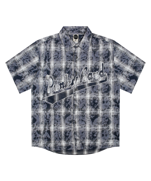 GS012 펑키 체크 반팔 셔츠 (NAVY)