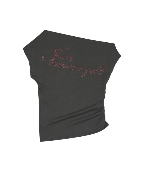 SM GLITTER OFFSHOULDER TEE(CHARCOAL)