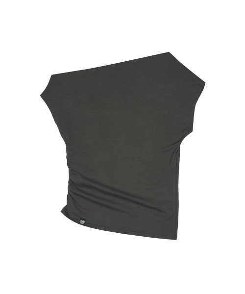 SM GLITTER OFFSHOULDER TEE(CHARCOAL)