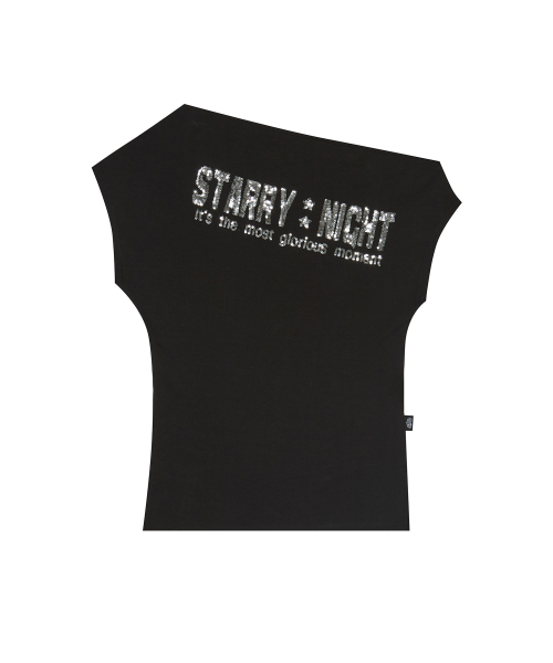 SM SPANGLE OFFSHOULDER TEE(BLACK)