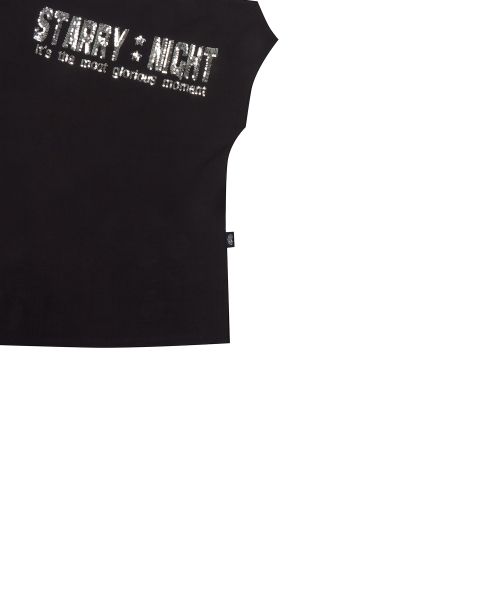 SM SPANGLE OFFSHOULDER TEE(BLACK)
