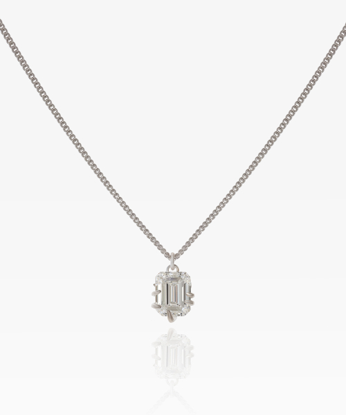 Clear Hug Necklace - Silver