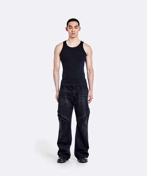 Piercing sleeveless - Washed black