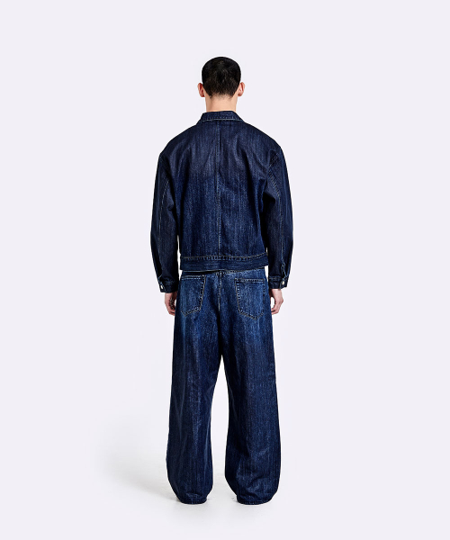 Coated Oversized denim pants - Deep blue