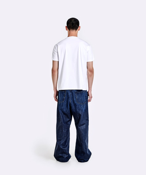 Coated Oversized denim pants - Deep blue