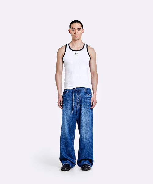 Oversized denim pants - Deep blue