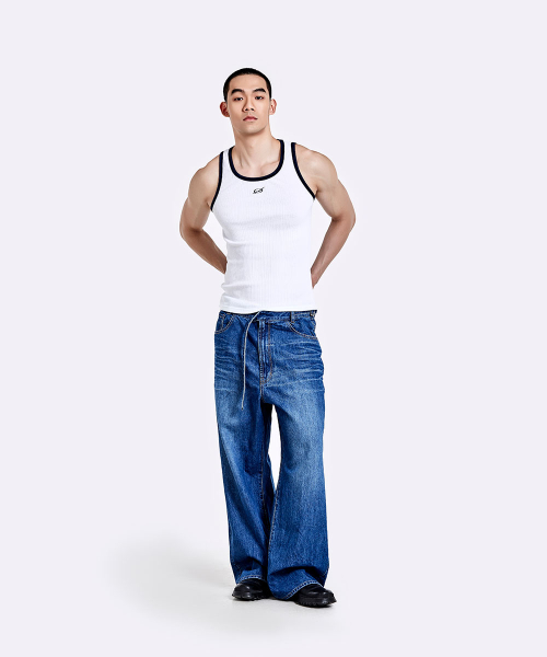 Oversized denim pants - Deep blue